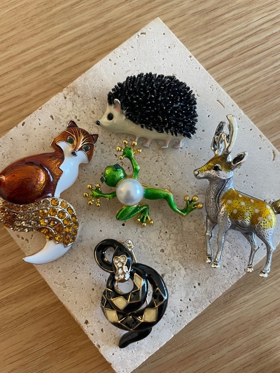 Jewelry - Woodland Animal Brooch Bundle Hedgehog Deer Fox Forest Cottagecore Jewelry Set